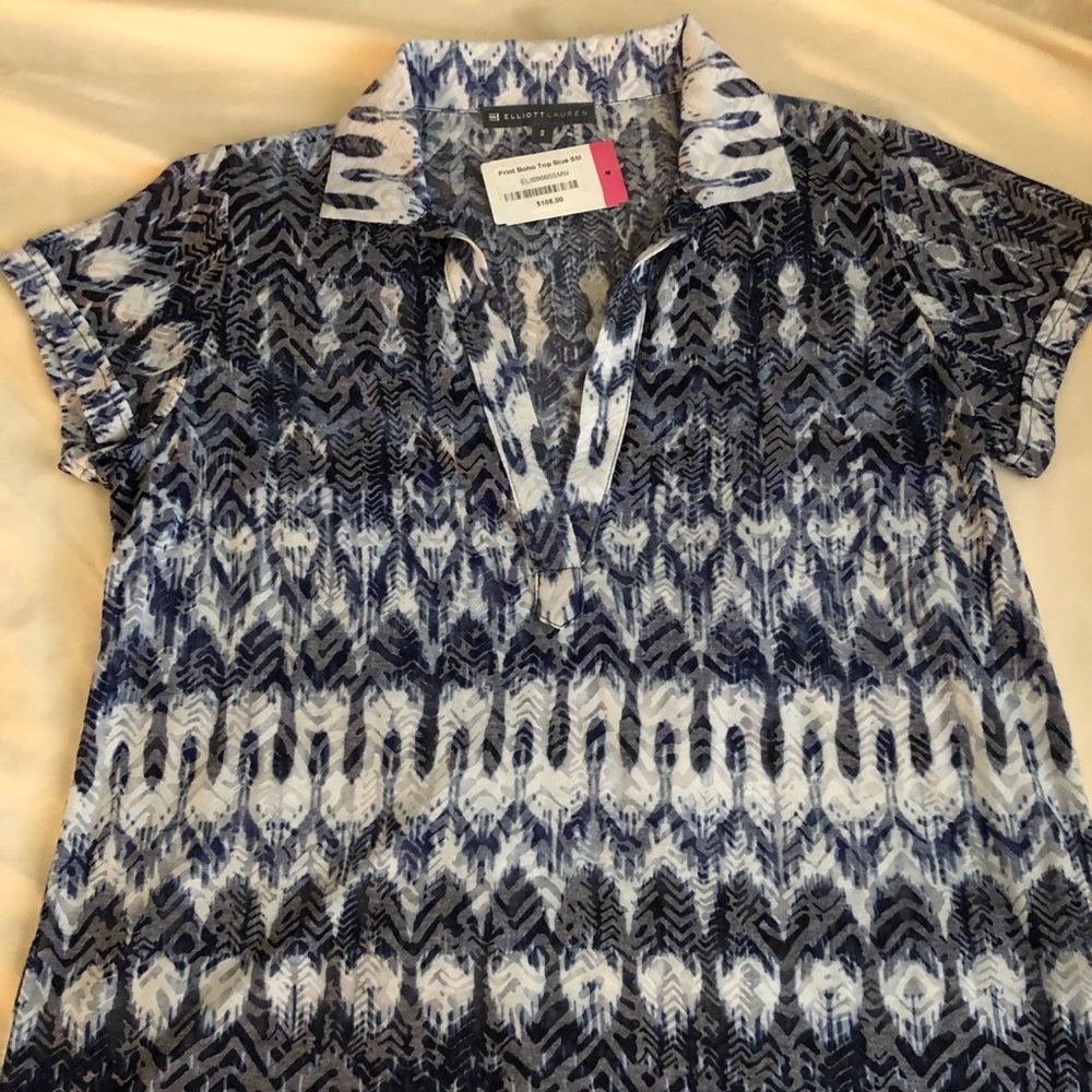 Elliott Lauren blue boho top